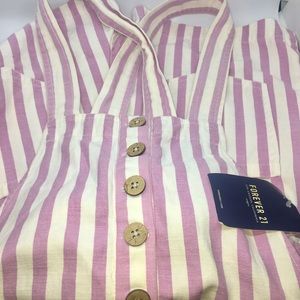 Jumpsuit / overall shorts stripe cream & pink color NEW